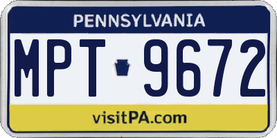 PA license plate MPT9672
