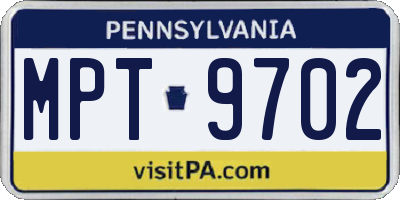 PA license plate MPT9702