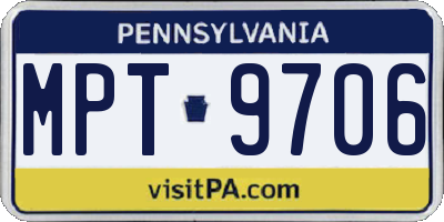 PA license plate MPT9706