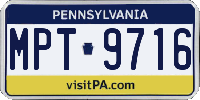 PA license plate MPT9716