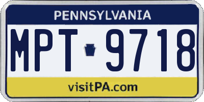 PA license plate MPT9718