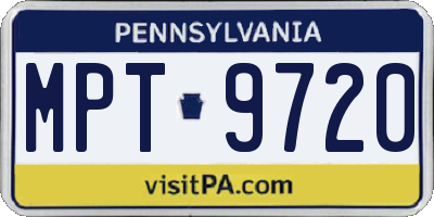 PA license plate MPT9720