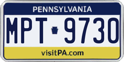 PA license plate MPT9730
