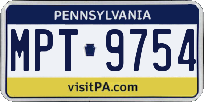 PA license plate MPT9754