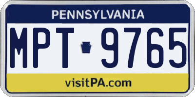 PA license plate MPT9765