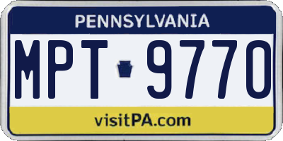 PA license plate MPT9770