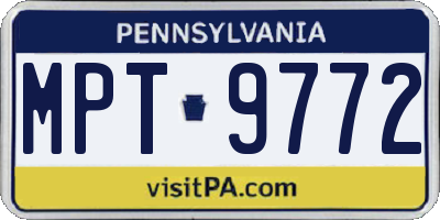PA license plate MPT9772