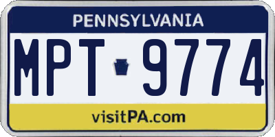 PA license plate MPT9774