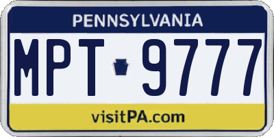 PA license plate MPT9777