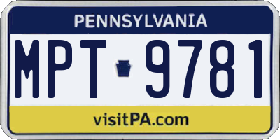 PA license plate MPT9781