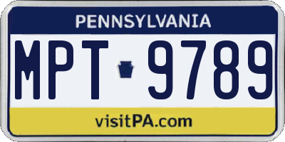 PA license plate MPT9789