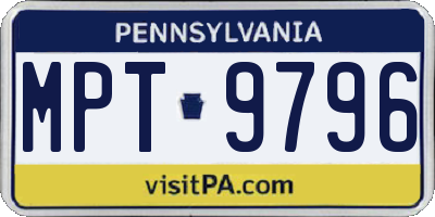 PA license plate MPT9796