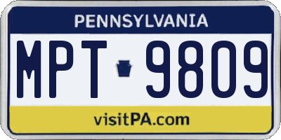PA license plate MPT9809