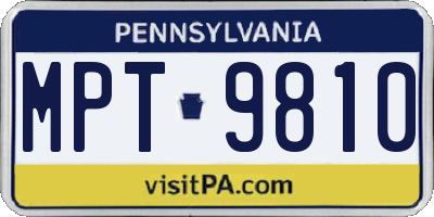 PA license plate MPT9810