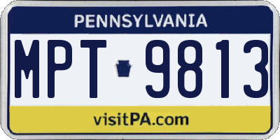 PA license plate MPT9813