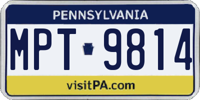 PA license plate MPT9814