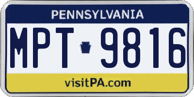 PA license plate MPT9816