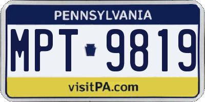 PA license plate MPT9819