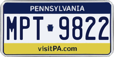 PA license plate MPT9822