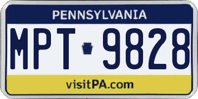 PA license plate MPT9828