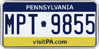 PA license plate MPT9855