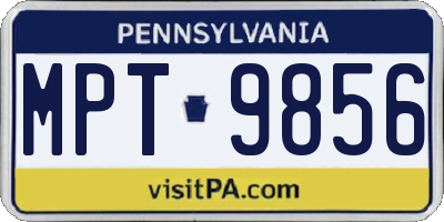 PA license plate MPT9856