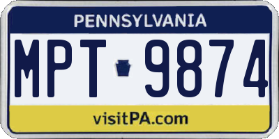 PA license plate MPT9874