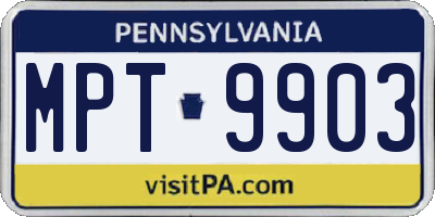 PA license plate MPT9903