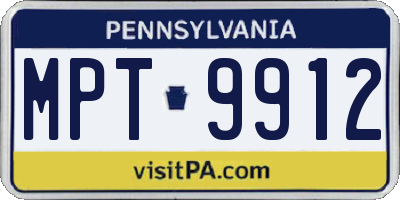 PA license plate MPT9912