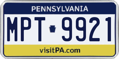 PA license plate MPT9921