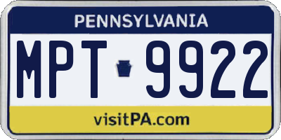 PA license plate MPT9922