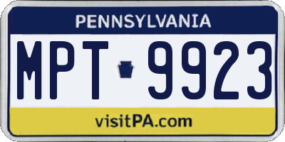 PA license plate MPT9923