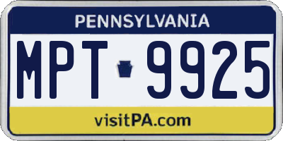 PA license plate MPT9925