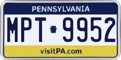 PA license plate MPT9952