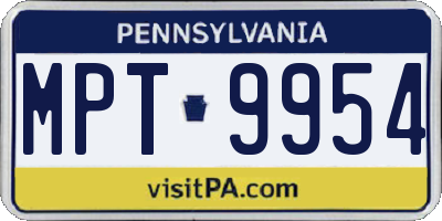 PA license plate MPT9954