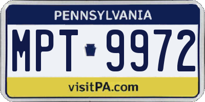 PA license plate MPT9972