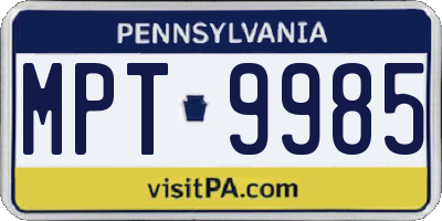 PA license plate MPT9985