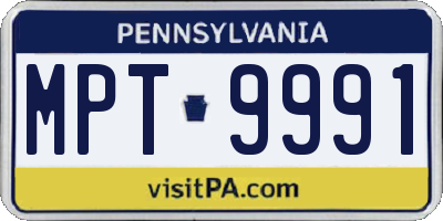 PA license plate MPT9991
