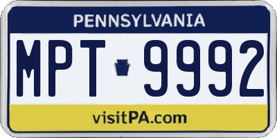 PA license plate MPT9992