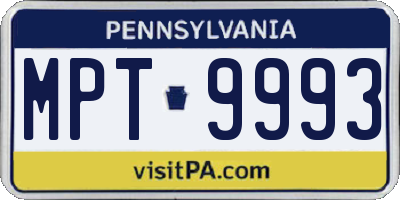 PA license plate MPT9993