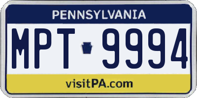 PA license plate MPT9994
