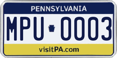 PA license plate MPU0003