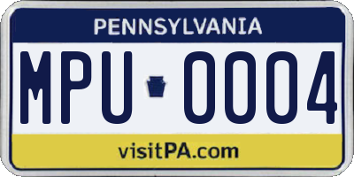 PA license plate MPU0004