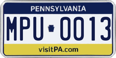 PA license plate MPU0013