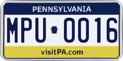 PA license plate MPU0016
