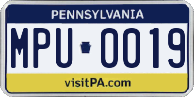 PA license plate MPU0019