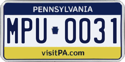 PA license plate MPU0031