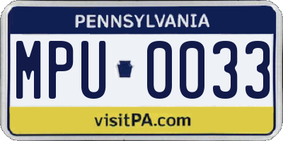 PA license plate MPU0033