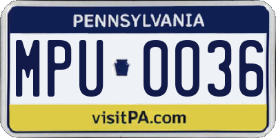 PA license plate MPU0036