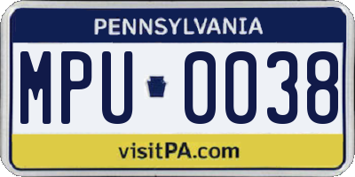 PA license plate MPU0038